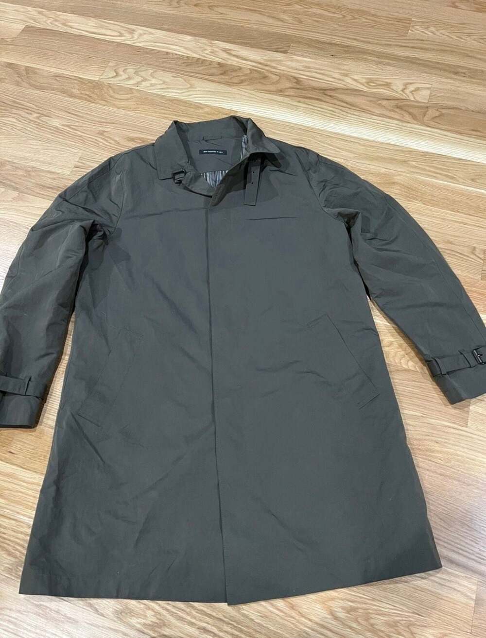 John Varvatos U.S.A. Men's Olive Green Technical Raincoat Trench